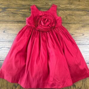 Janie and Jack Red Silk Rosette Dress
